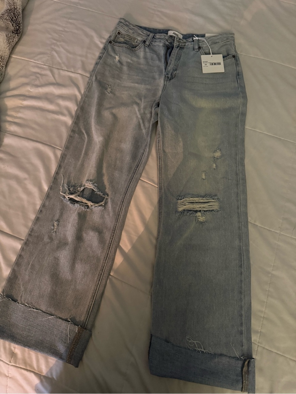 JBD-Light Wash Distressed Straight-Leg Jeans